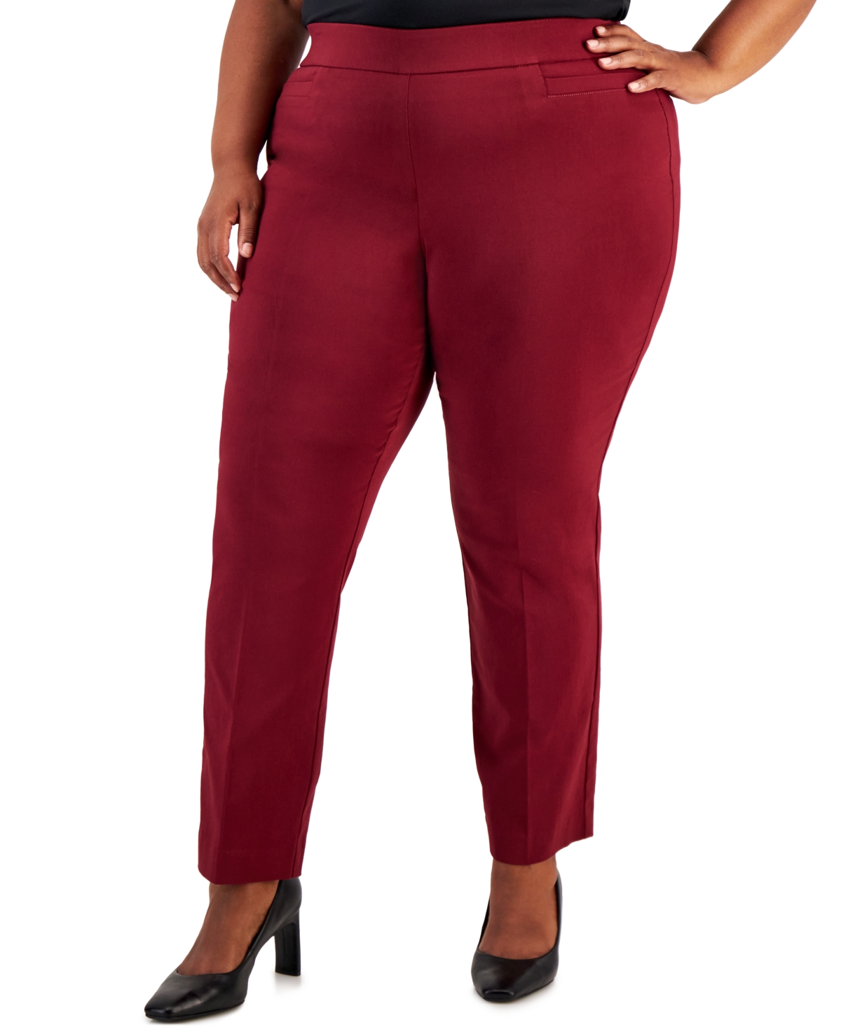 Jm Collection Plus Size High-rise Pull-on Pants, Created For Macy's In Dark Rust