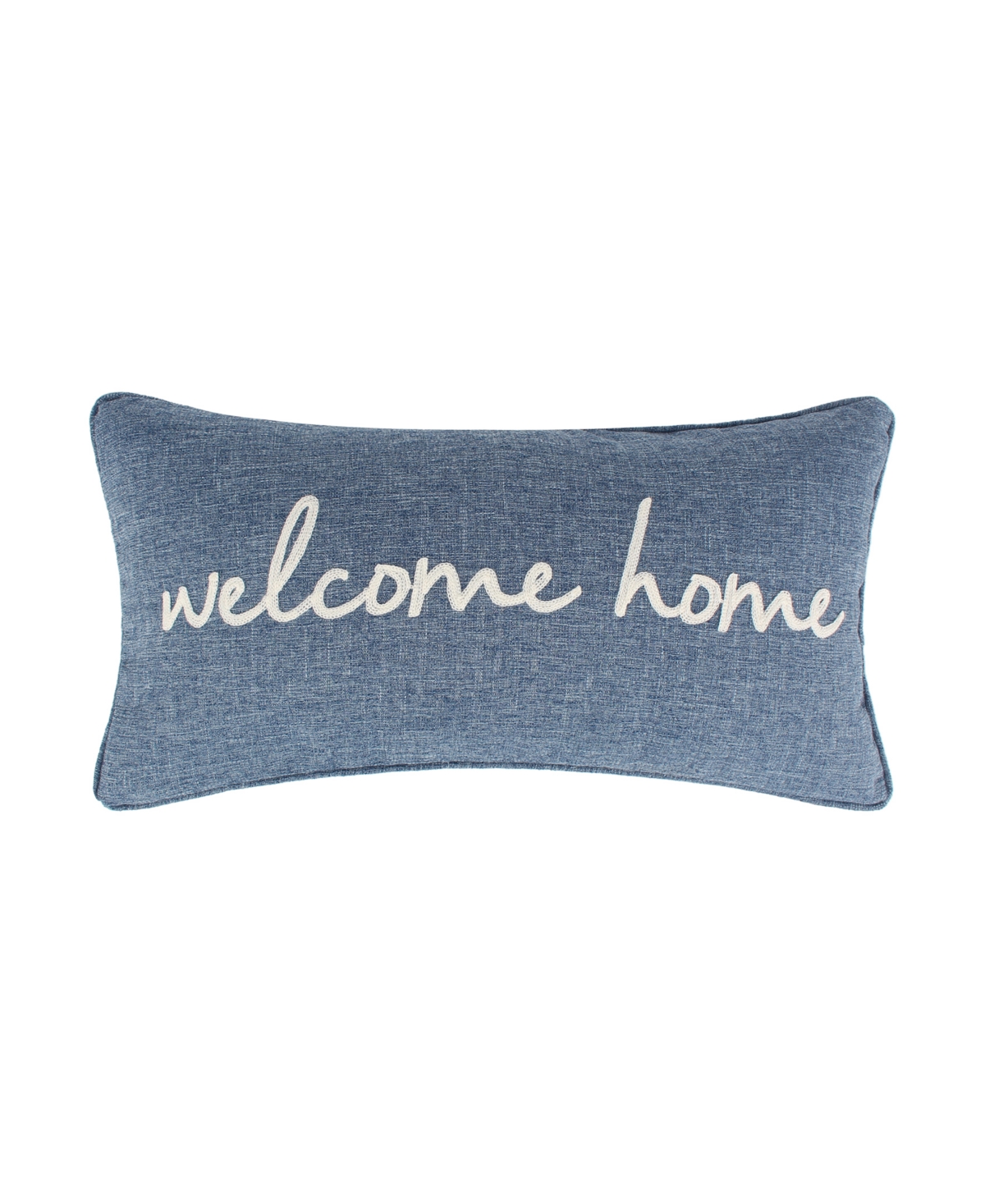 Levtex Tobago Welcome Home Embroidered Decorative Pillow, 24" X 12" In Blue