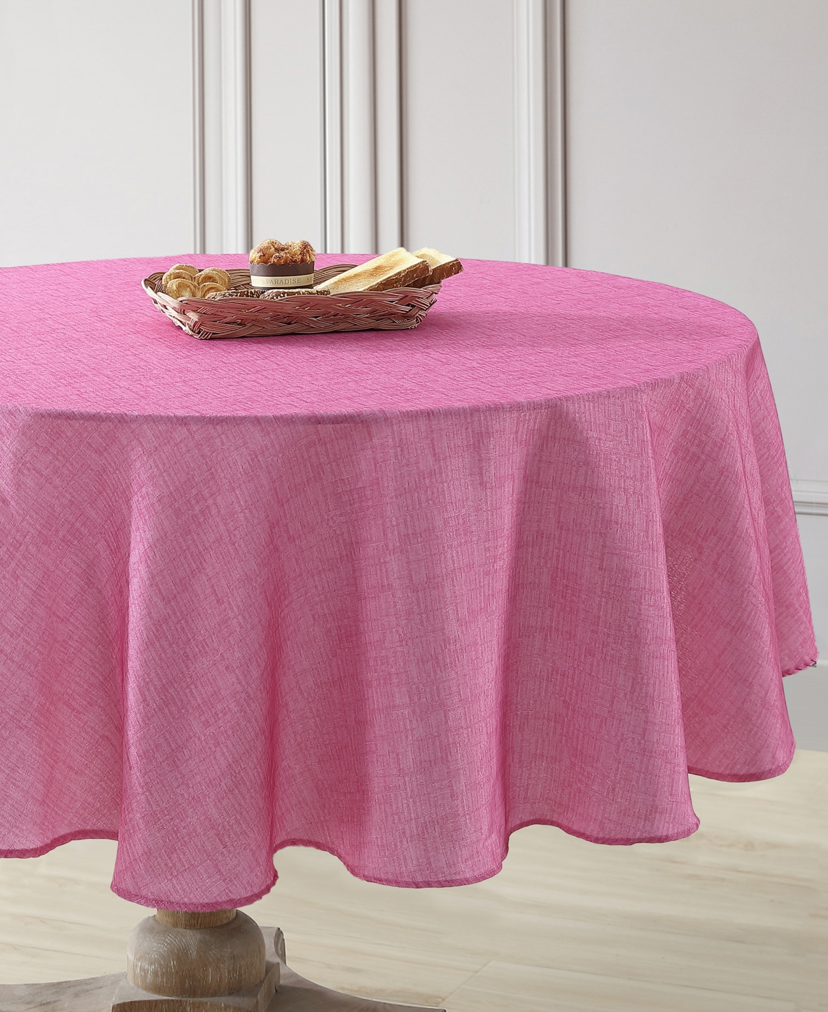 Shop Laura Ashley Easy Care Solid Tablecloth, 70" Round In Magenta
