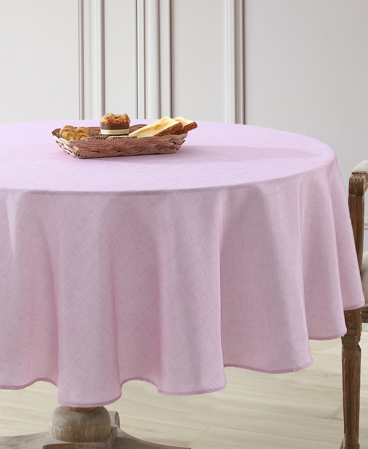 Shop Laura Ashley Easy Care Solid Tablecloth, 70" Round In Blush