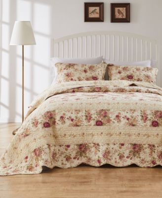 Antique-Like Rose 100% Cotton Traditional 3 Piece Bedspread Set, King/California King