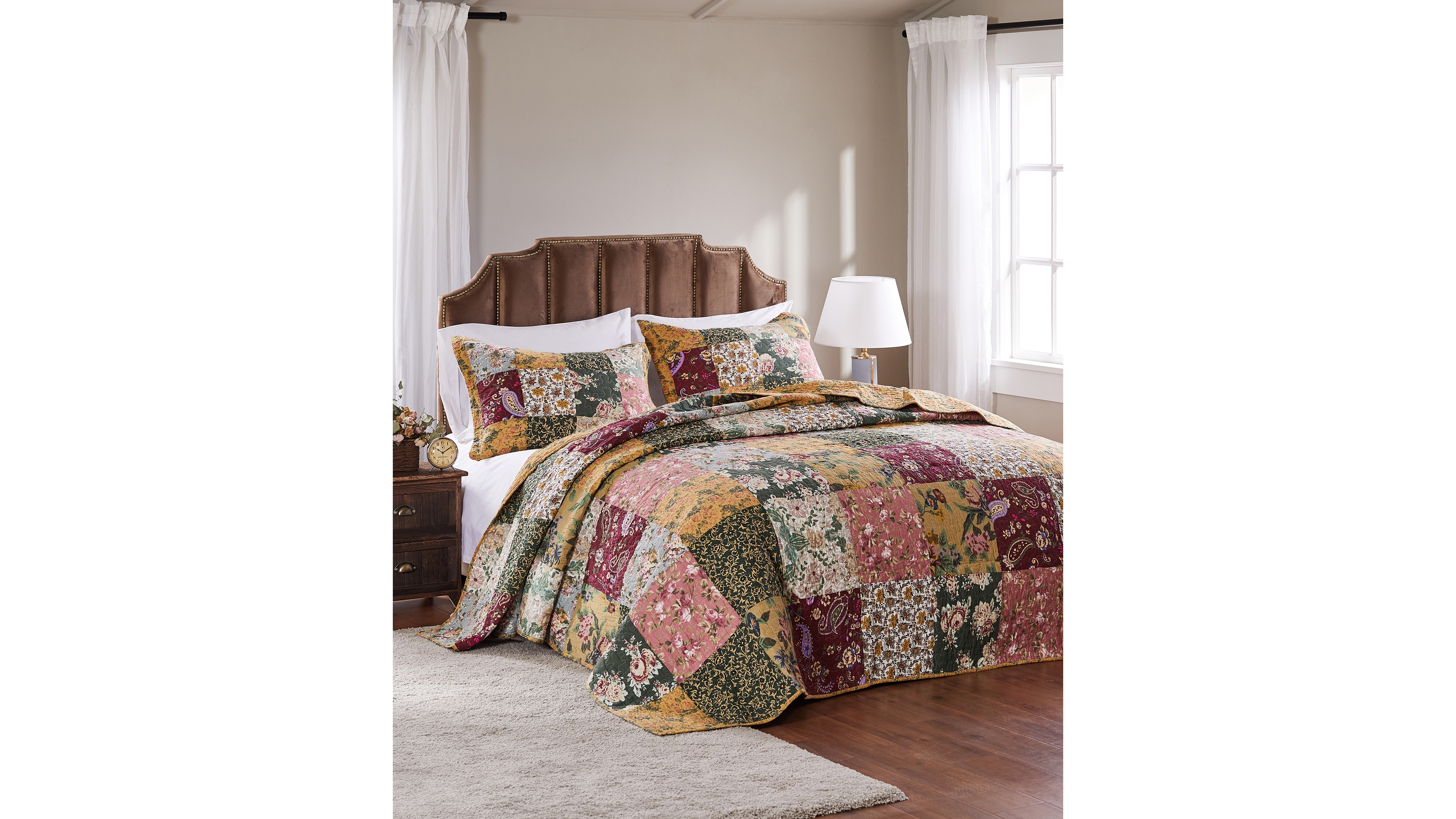Greenland Home Fashions Antique-Like Chic Authentic Patchwork 3 Piece Bedspread Set, Queen