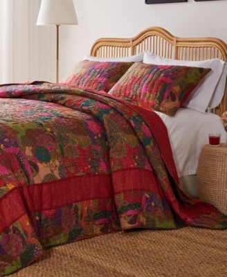 Blue, popular quilted bedspread, kantha quilt