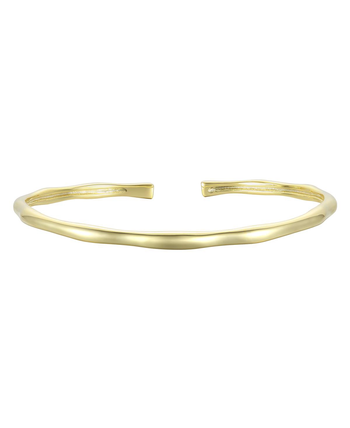 14K Gold Plated Thin Cuff Adjustable Bangle Bracelet - Gold
