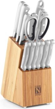 Cook N Home Kitchen Knife Set with Bamboo Storage Block 15-Piece, High