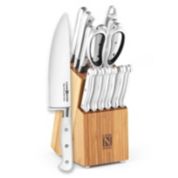 Cook N Home Kitchen Knife Set with Bamboo Storage Block 15-Piece, High