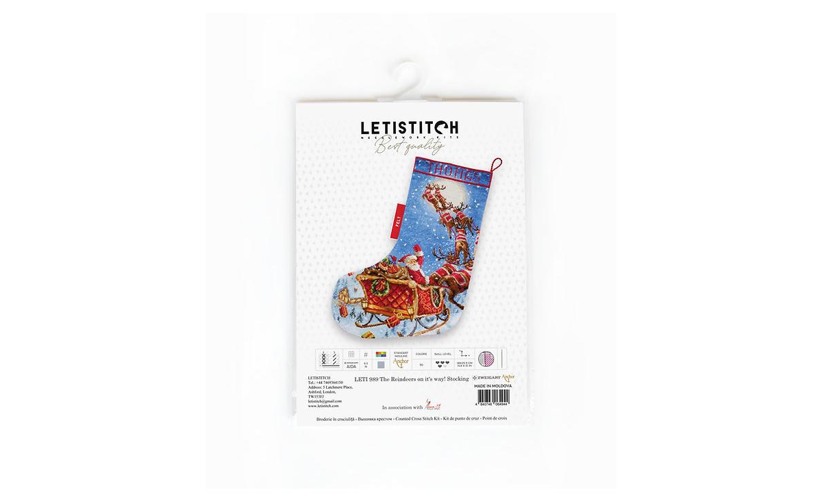 Counted Cross Stitch Kit The Reindeers on their way! Stocking Leti989 - assorted