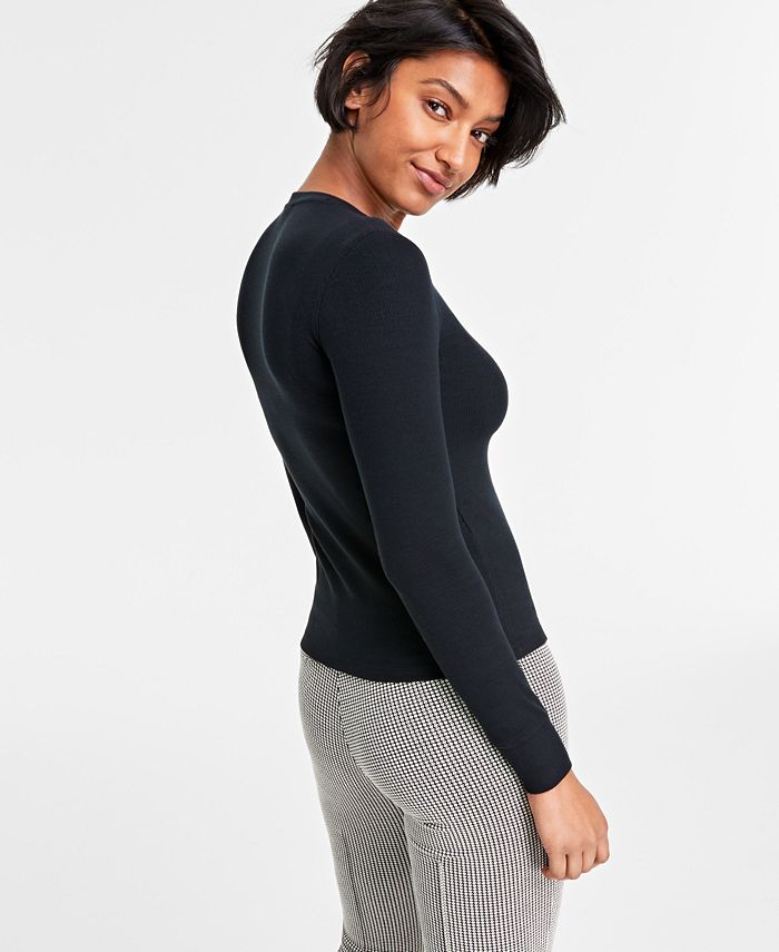 On 34th Women's Ribbed Long-Sleeve Henley Top, Created for Macy's