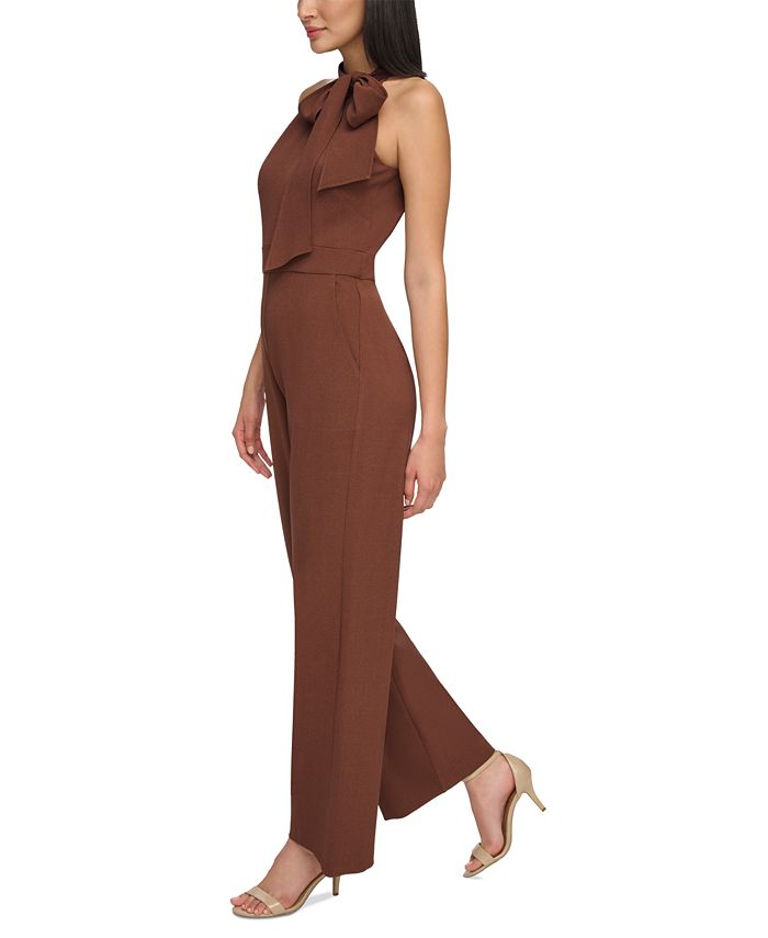 Vince Camuto Women's Floral Bow Tie Jumpsuit Brown Size 2X
