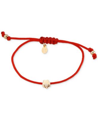 Zoe Lev - Diamond Accent Flower Nylon Cord Bolo Bracelet in 14k Gold