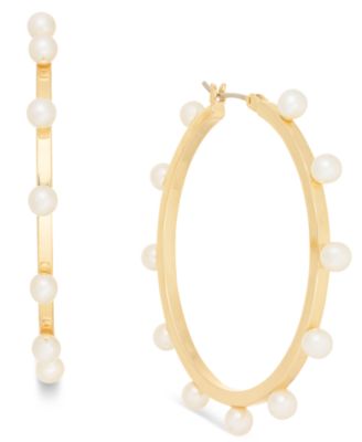 On 34th - Imitation-Pearl Hoop Earrings