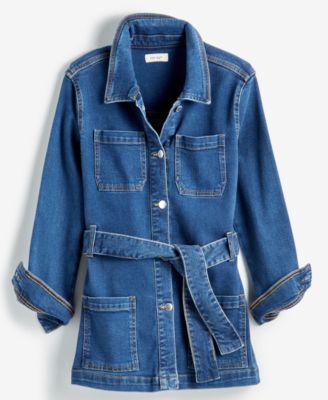 Women's Belted Denim Wrap Jacket, Created for Macy's 