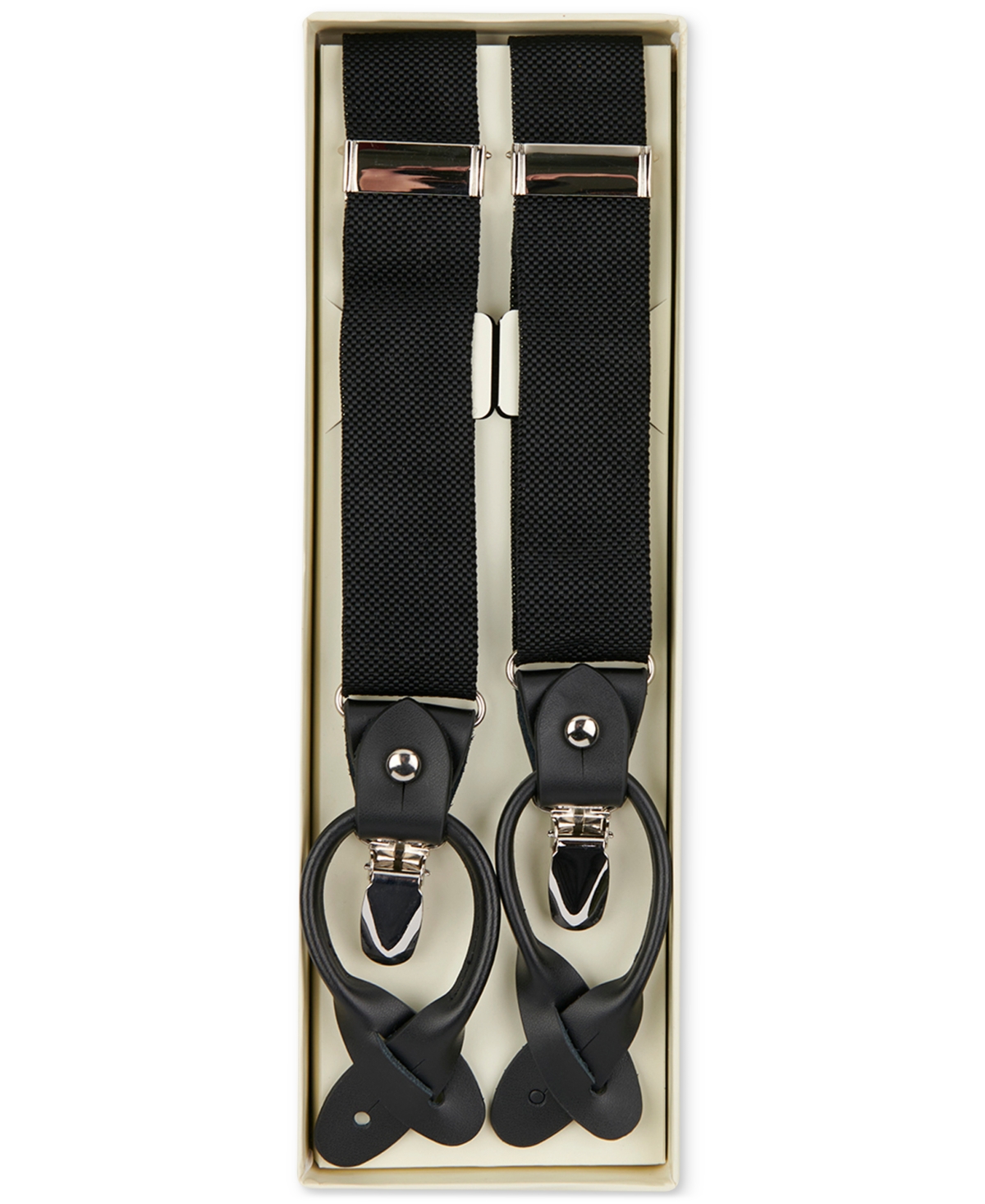 Men's Solid Convertible Suspenders, Created for Macy's - Black