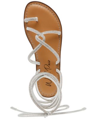 Gennifer Lace-Up Ankle-Tie Flat Sandals