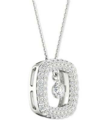 Diamond Orbital Square Halo Pendant Necklace (5/8 ct. t.w.) in 10k White Gold, 16" + 2" extender