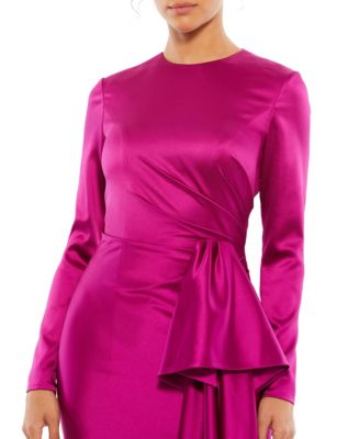 Women's Ieena Asymmetrical Draped Long Sleeve Mini Dress