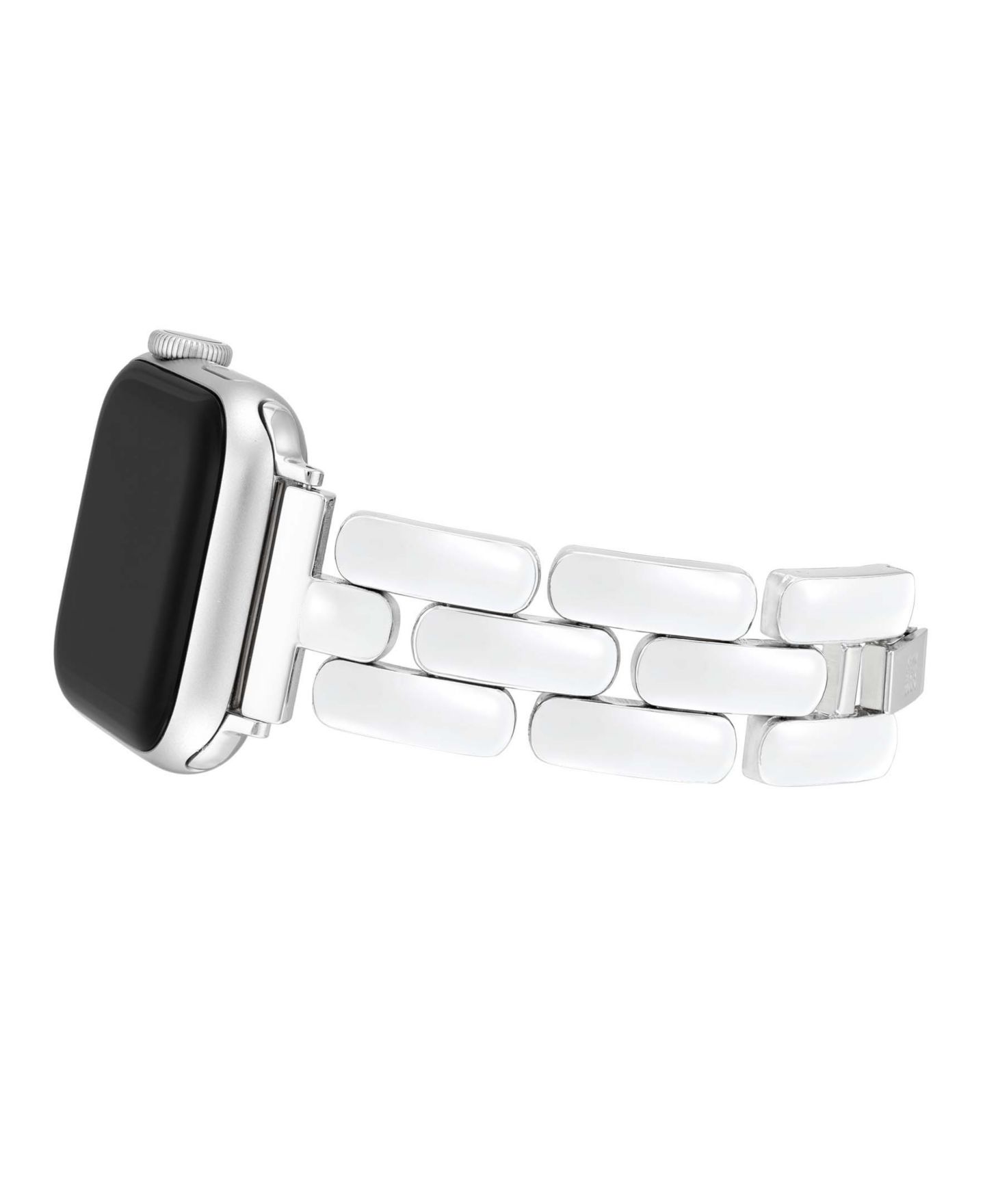 Женские ремешки для часов Anne Klein White Enamel and Silver-Tone Alloy Metal Bracelet designed for Apple Watch® 42mm (Series 10) & 38/40/41mm — фото 2