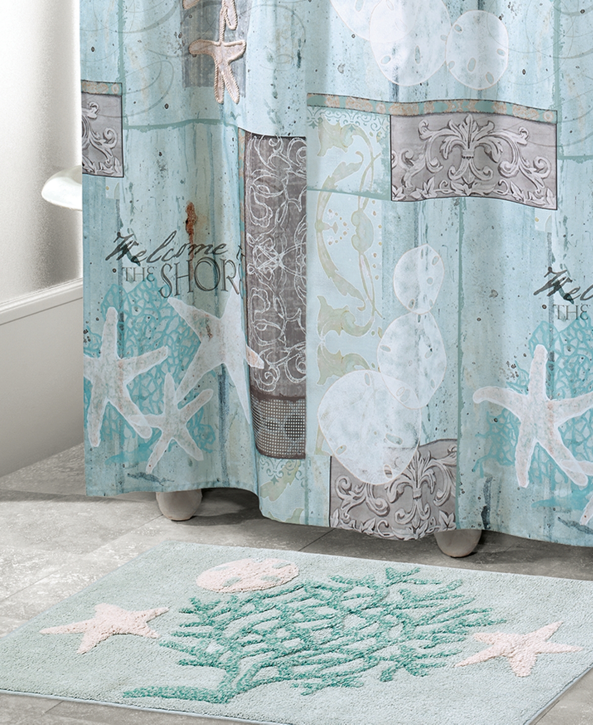 Avanti Beachcomber Seashells Cotton Bath Rug, 20" X 30" In Green