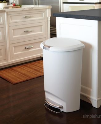 13 Gallon Plastic Semi-Round Step Kitchen Trash Can with Soft-Close Locking Lid