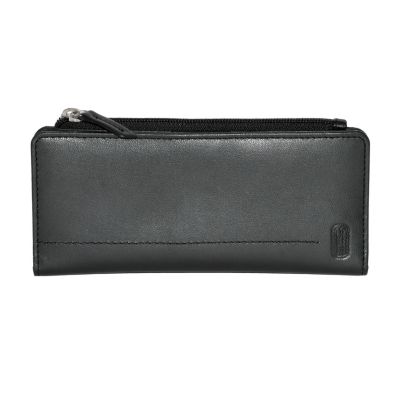 Ladies Slim Clutch Wallet with Top Zipper