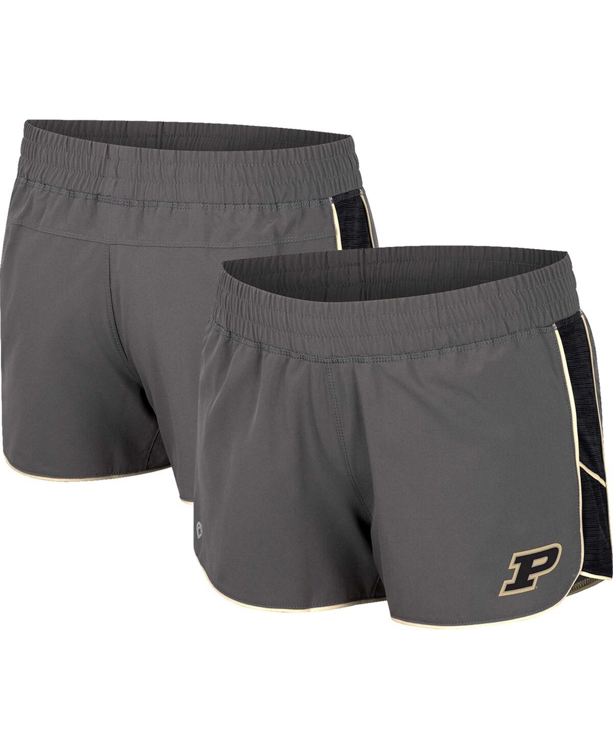 Women's Colosseum Gray Purdue Boilermakers Pull The Switch Running Shorts - Gray