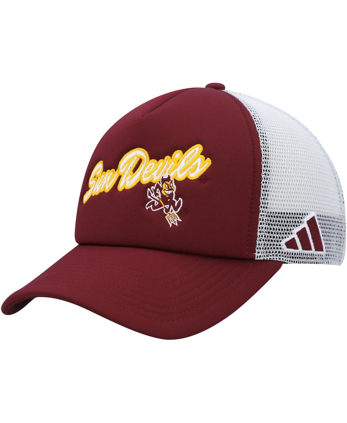 Shop Adidas Originals Men's Adidas Maroon Arizona State Sun Devils Script Trucker Snapback Hat