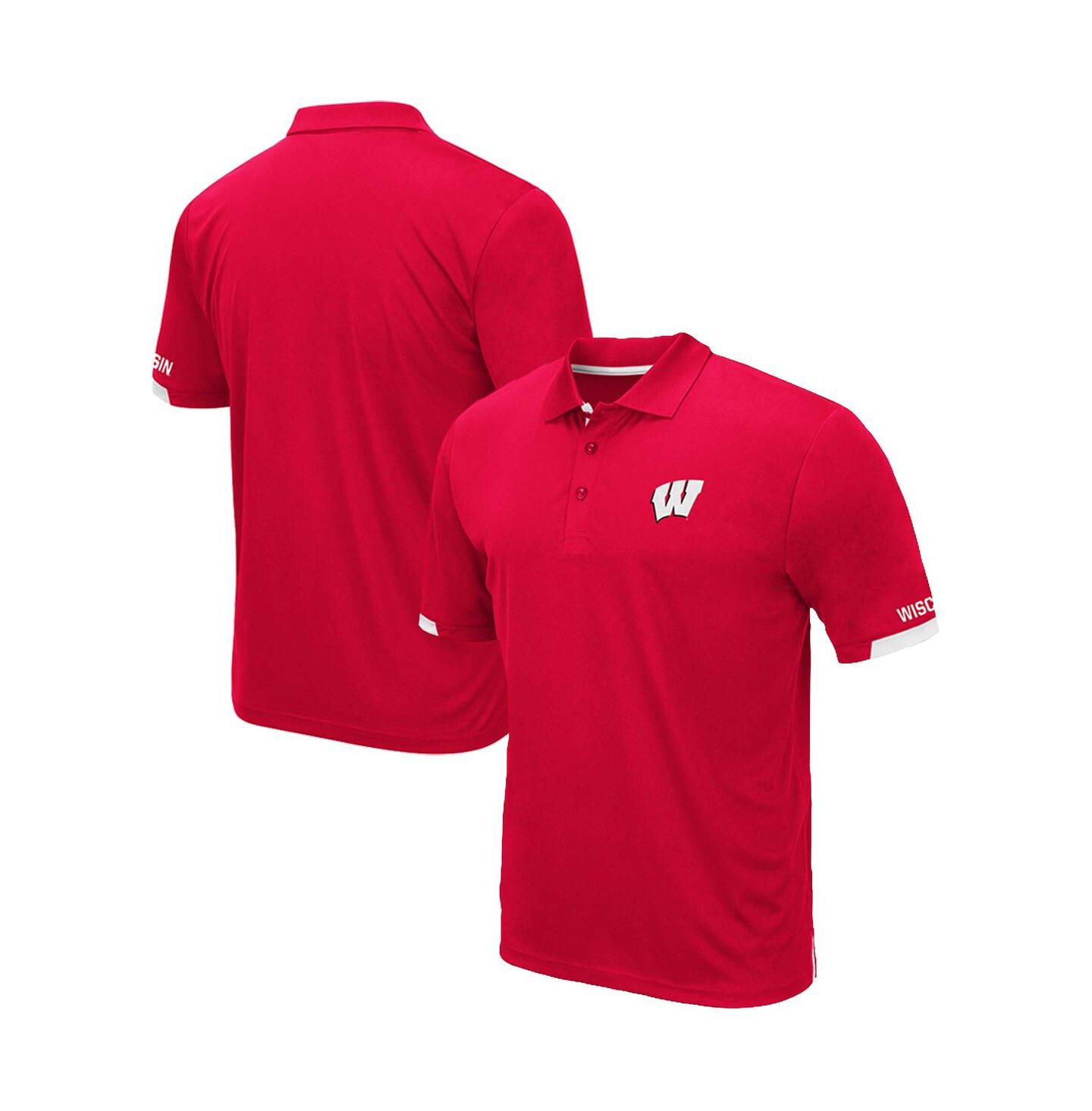 Мужское поло Colosseum Red Wisconsin Badgers Big and Tall Santry Polo Shirt — фото 1