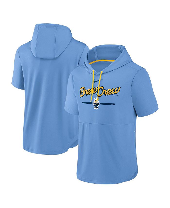 Nike, Shirts, Nike Mens Blue Gold Milwaukee Brewers Perf Hooded Sweatshirt  Size Xxl