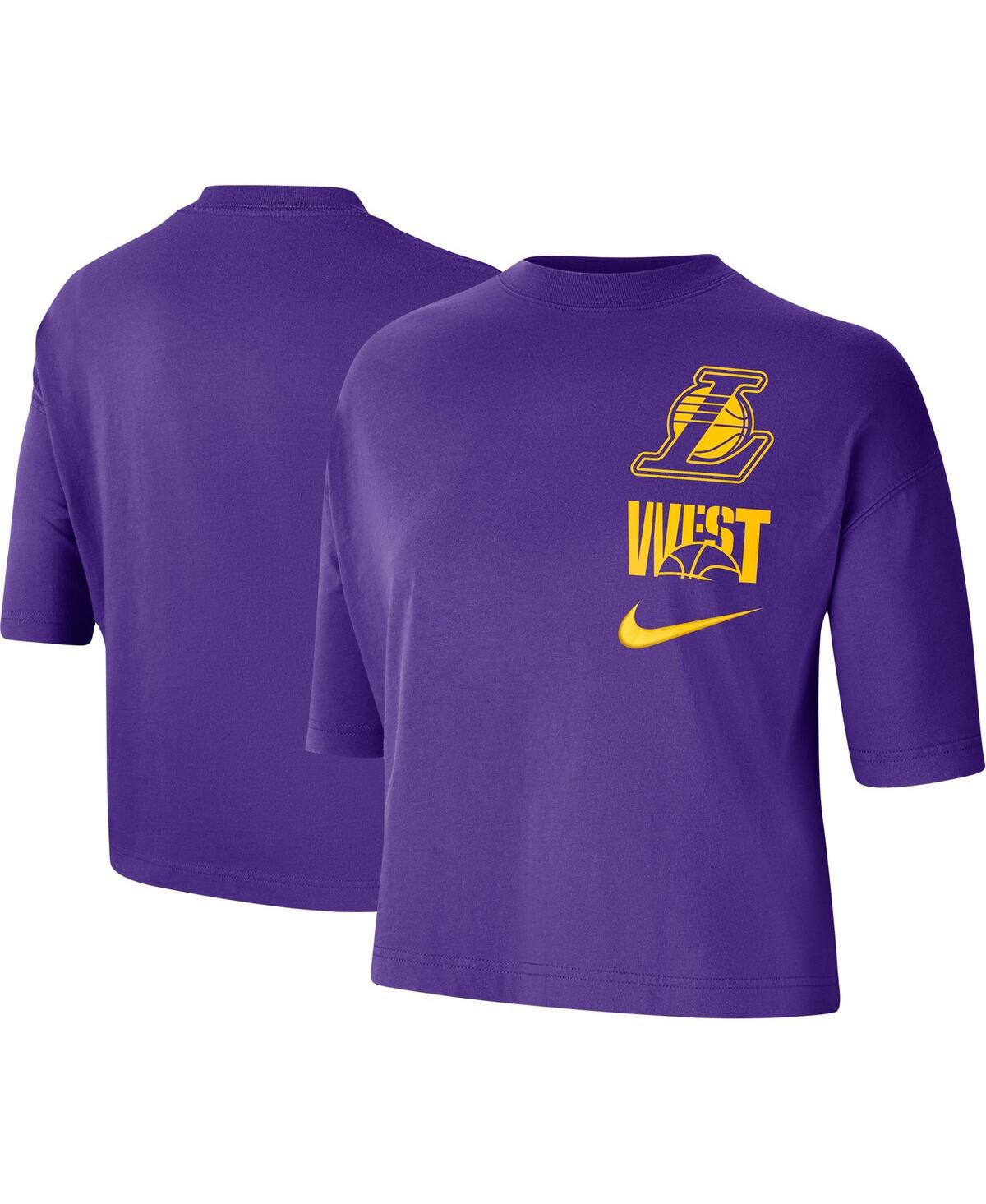 Shop Nike Women's  Purple Los Angeles Lakers Essential Boxy T-shirt