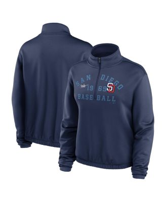 Women's Navy San Diego Padres Rewind Splice Half-Zip Sweatshirt