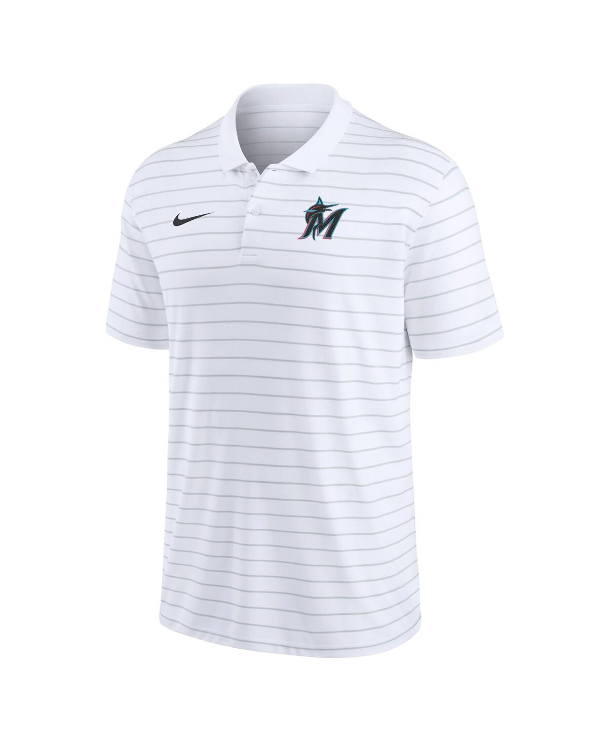 Shop Nike Men's  White Miami Marlins Authentic Collection Victory Striped Performance Polo Shirt