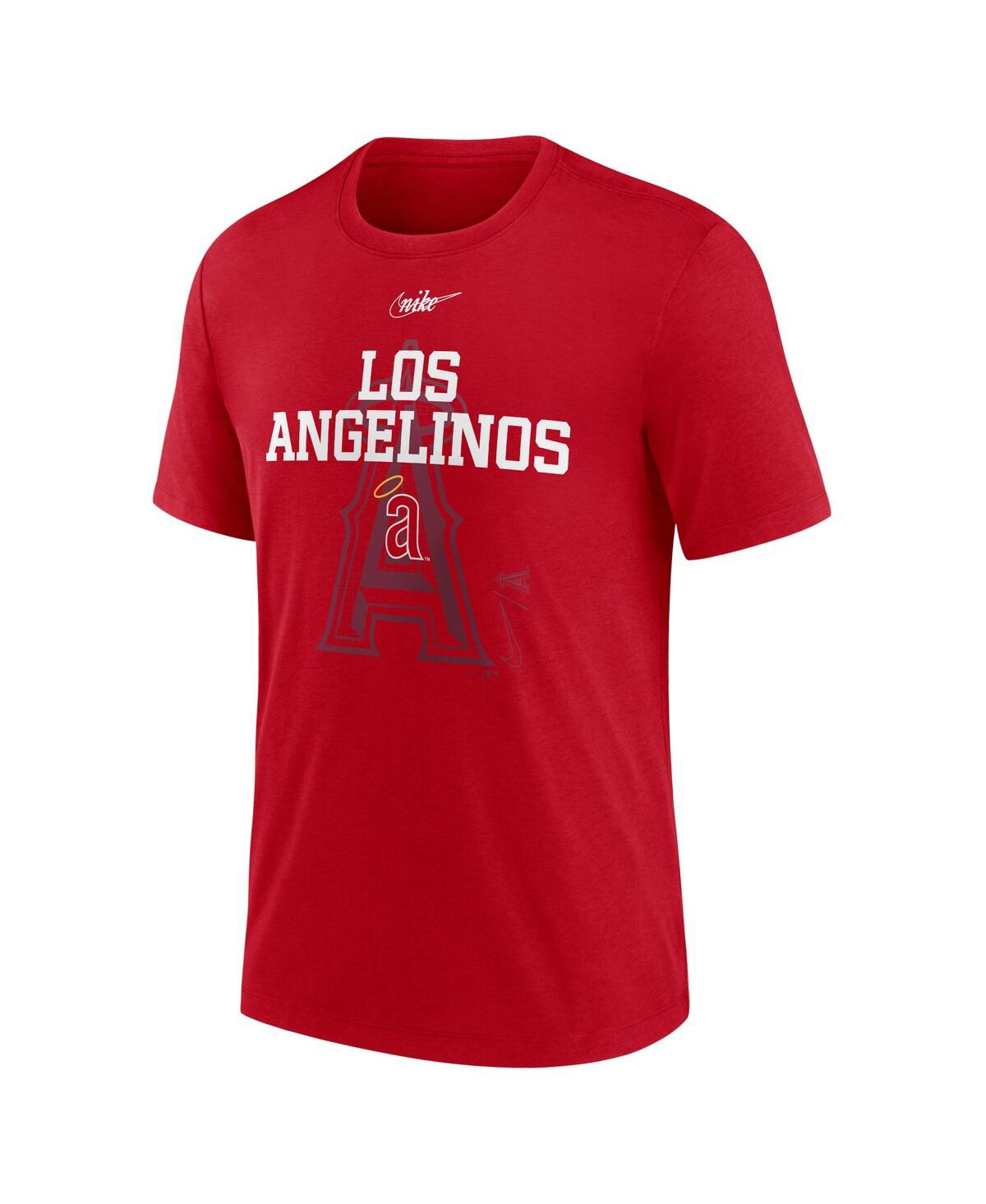 Shop Nike Men's  Red California Angels Cooperstownâ Collection Rewind Retro Tri-blend T-shirt