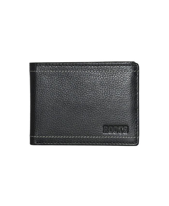 ROOTS Men's Slim Leather Wallet with Flip Up Passcase - Macy's