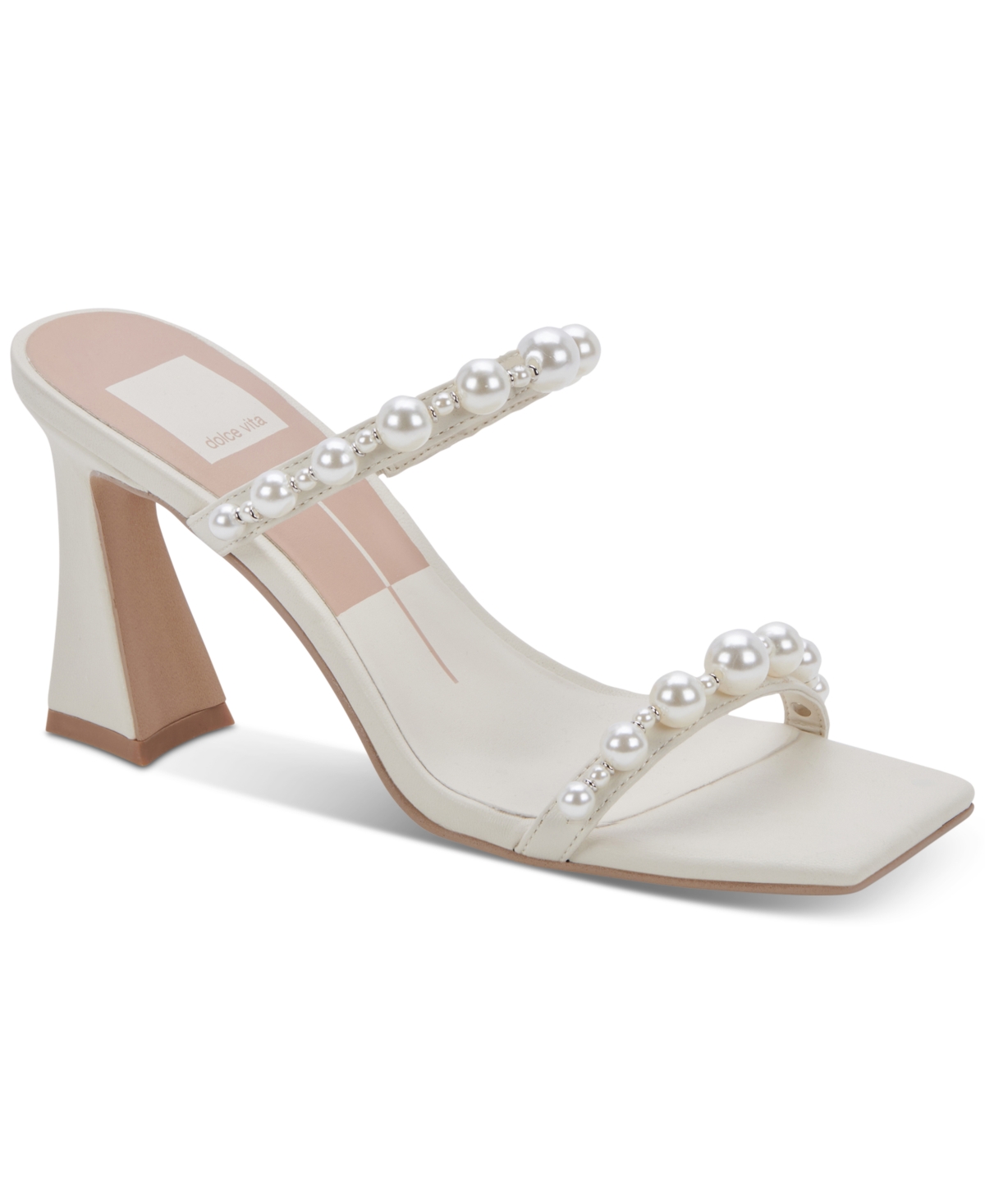 Dolce Vita Women's Naja Embellished Flare-heel Dress Sandals In Ivory Pearl