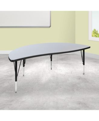 60" Half Circle Wave Flexible Collaborative Kids Adjustable Height Activity Table