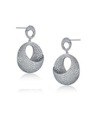 Sterling Silver Cubic Zirconia Overlap Circle Earrings