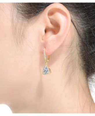 Sterling Silver Round and Triangle Cubic Zirconia Drop Earrings
