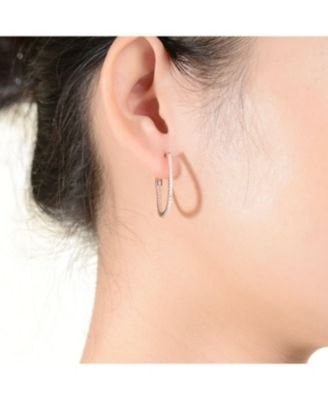 Sterling Silver with 18K Rose Gold Plated Cubic Zirconia Hoop Earrings