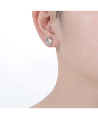 White Gold Plated and 14K Gold Plated Colored Stud Cubic Zirconia Earrings