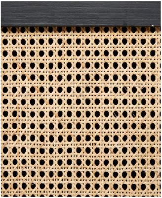 36" Wood 1 Shelf and 2 Door Cabinet with Cane Front Doors and Gold-Tone Handles