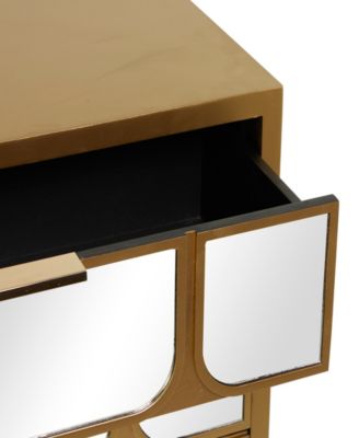 32" Wood 3 Drawer Cabinet with Mirrored Front