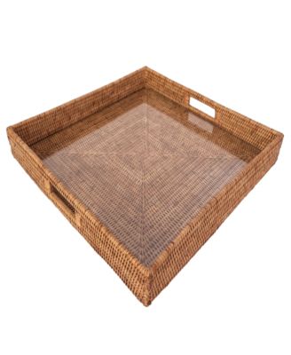 Artifacts Trading Company Square Serving Ottoman Trays with Glass Insert