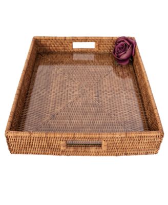 Artifacts Trading Company Square Serving Ottoman Trays with Glass Insert