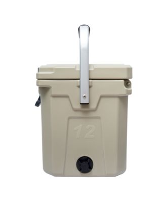 12 | 12.6 Qt. Premium Cooler with Molded-in Cup Holders and Folding Aluminum Handle | Clay