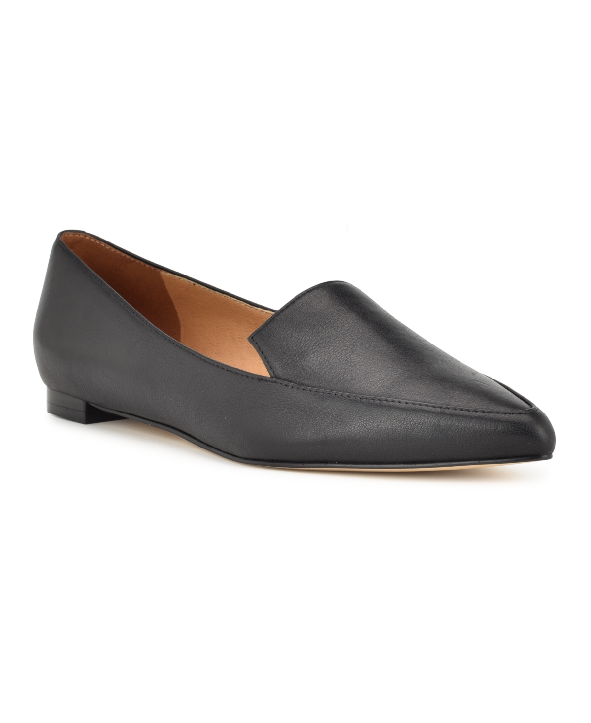 Nine West Women's Abay Pointed Toe Slip-on Smoking Flats In Black Leather