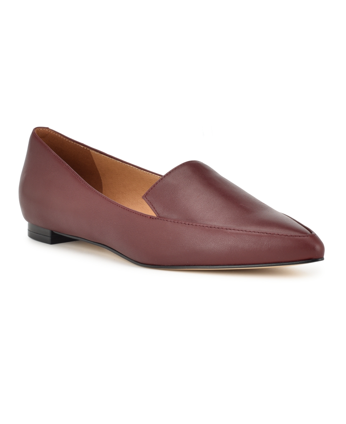 Shop Nine West Women's Abay Pointed Toe Slip-on Smoking Flats In Dark Red Leather