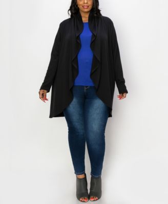 Plus Size Draped Flyaway Cardigan Duster Knit Top