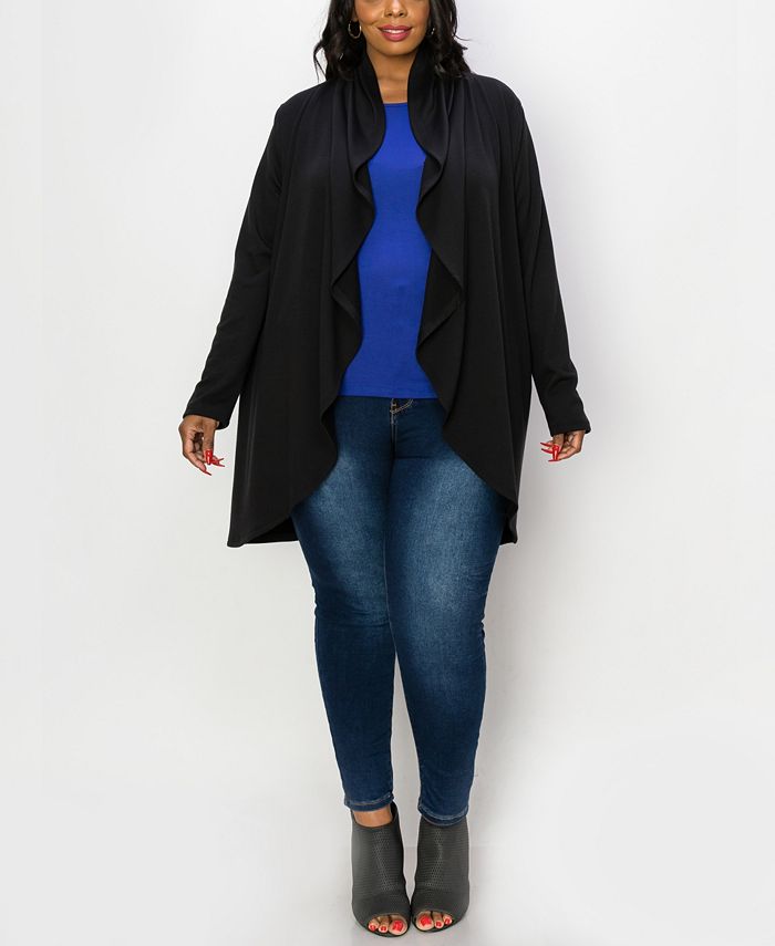 COIN 1804 Plus Size Draped Flyaway Cardigan Duster Knit Top Macy s