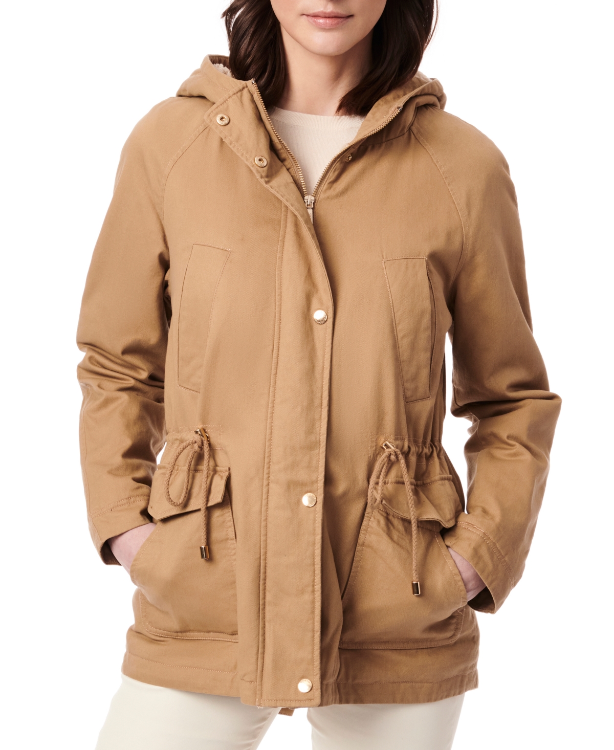Collection B Juniors' Trendy Hooded Drawstring Waist Anorak Parka Jacket, Created for Macy's