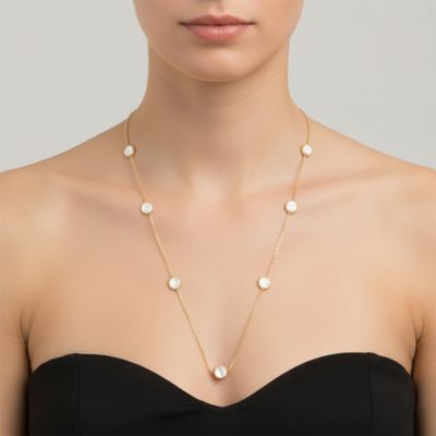 14k Gold Plated with Cubic Zirconia Halo Mariner Link Station chain Necklace